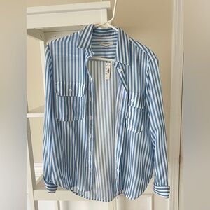 Madewell Blue and White Striped Blouse